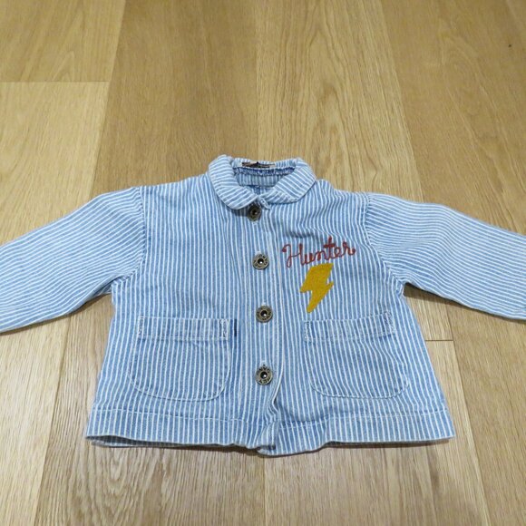 HEY GANG The Kids Chore Coat Railroad Stripe Embroidered - Kid's Size 12 Months - Picture 2 of 13